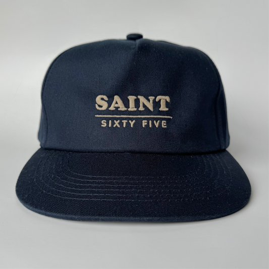 Brushed Cotton Twill Logo Hat - Navy/Tan