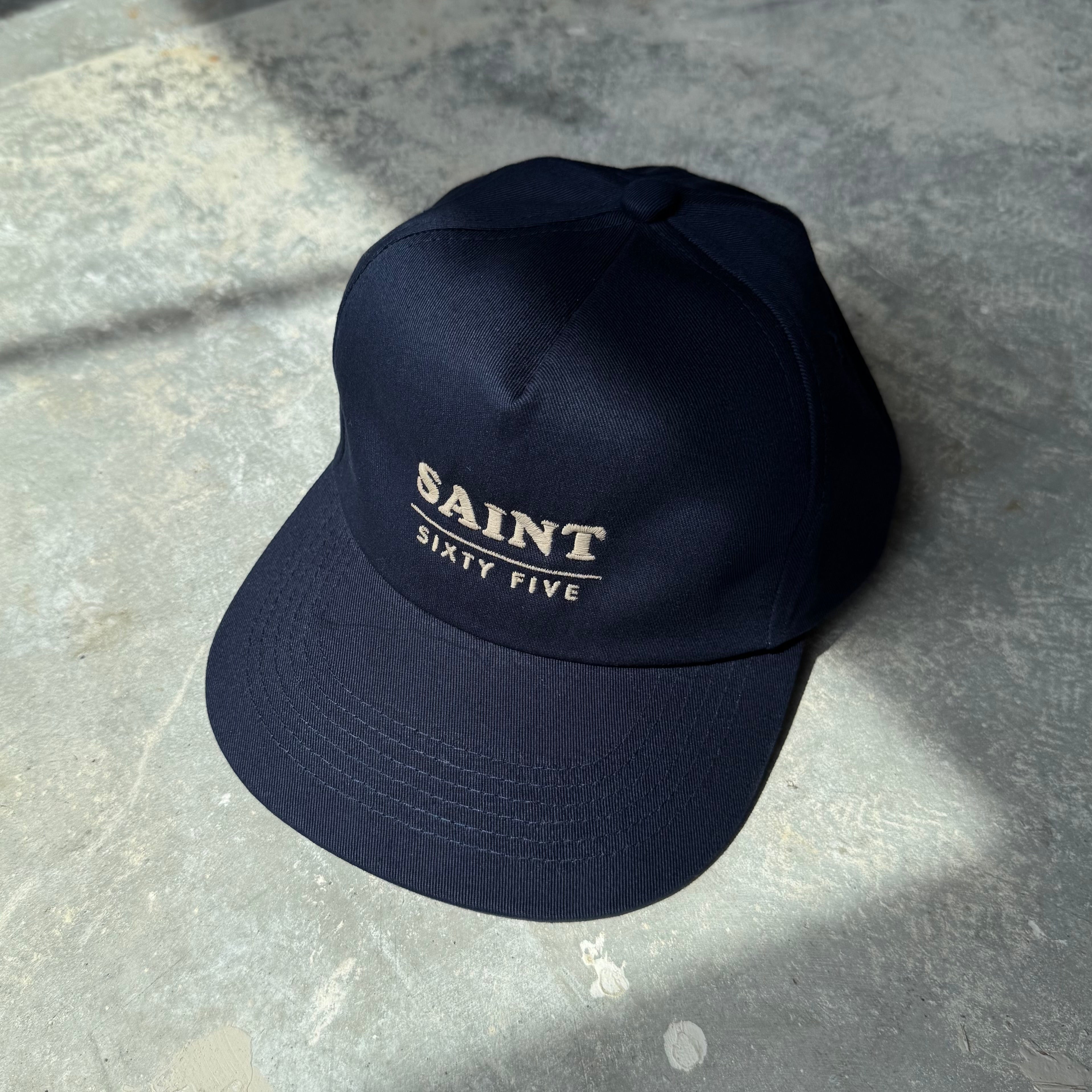 Brushed Cotton Twill Logo Hat - Navy/Tan